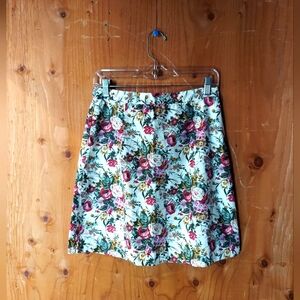 SW8TH Vintage Multicolor Cotton Floral Patterned Coquette Lined Mini Skirt